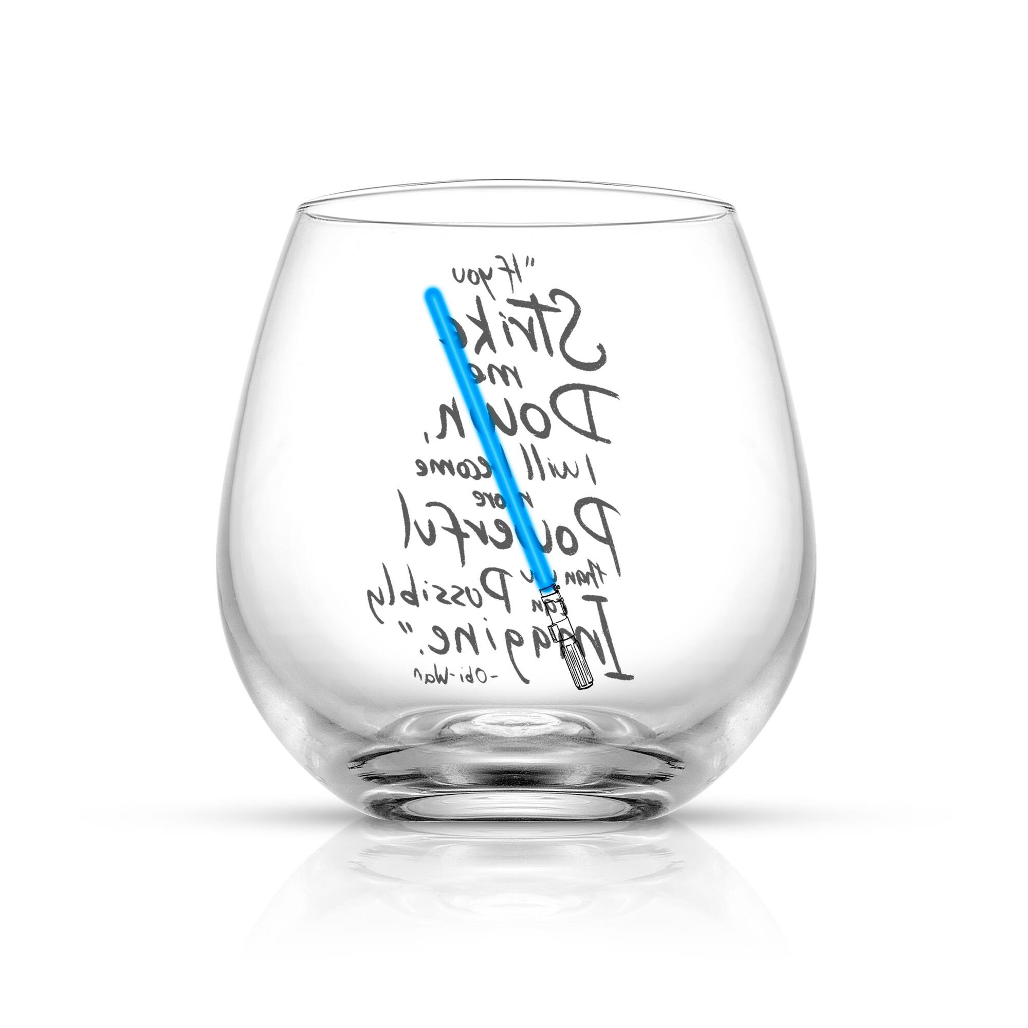 JoyJolt® Star Wars™ 15oz. New Hope Obi-Wan Kenobi Blue Lightsaber Stemless Drinking Glass, 2ct.